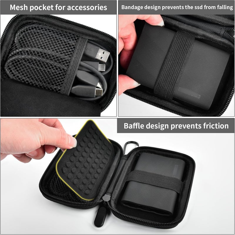 GWCASE Case Compatible with Samsung T9/ T7/ T7 Shield Portable SSD 1TB 2TB 4TB External Hard Drive, Storage Travel Carrying Holder Organizer for Solid State Drives & USB Cable (Box Only)-Black - Image 5